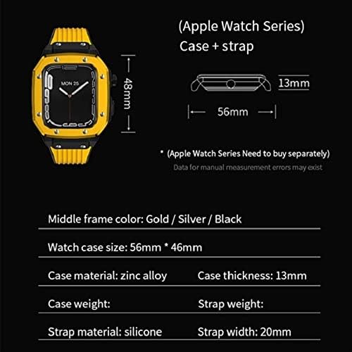 DZHTUS Alaşım İzle Vaka Kayışı Apple Watch Serisi İçin 7 6 5 4 SE 45mm 42mm 44mm Lüks Metal Kauçuk Paslanmaz çelik