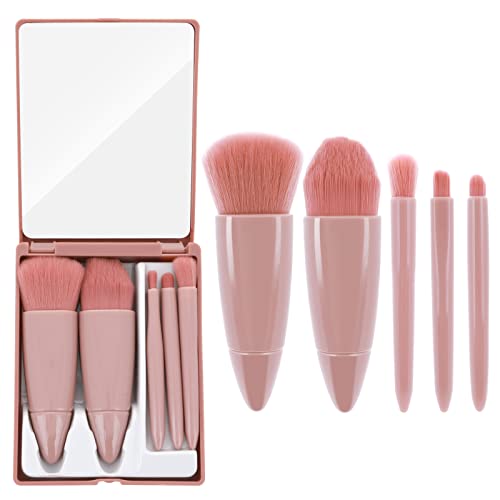 Sibba Seyahat makyaj fırçası Seti, 5 Adet Mini Tam Fonksiyonlu Kozmetik fırça seti için Ayna ile Dudak Fırçası Vakfı