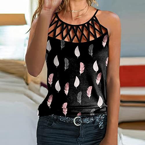 Yubnlvae Artı Boyutu Kolsuz Baskılı Tişörtü Kadın Yaz Moda Rahat Nefes Klasik T-Shirt Kare Boyun