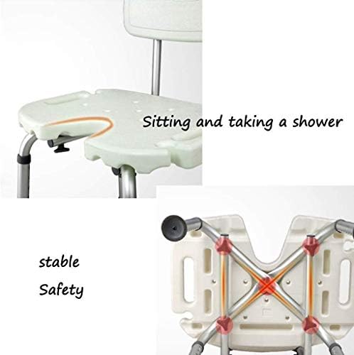 FEHUN Banyo Tabureleri, banyo taburesi Banyo oturağı Kaymaz Arkalıklı banyo sandalyesi Hafif Alüminyum Ayarlanabilir