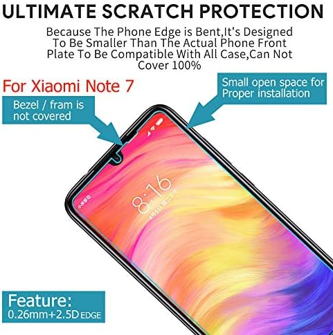 [2 Paket] Xiaomi Redmi Not 7 için Ytaland Ekran Koruyucu, [ Anti-Parmak İzi ] [0.3 mm, 2.5 D] [Kabarcıksız] [9H Sertlik]
