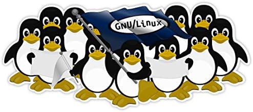 Tux GNU Linux etiket çıkartma 7 x 3