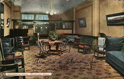 Occidental Otel Resepsiyon Odası Los Angeles, California CA Orijinal Antika Kartpostal