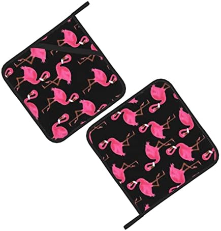 Güzel Pembe Flamingolar 2 Paket tencere tutucular Mutfak ısıya Dayanıklı tencere tutucular Setleri Fırın Sıcak Pedleri