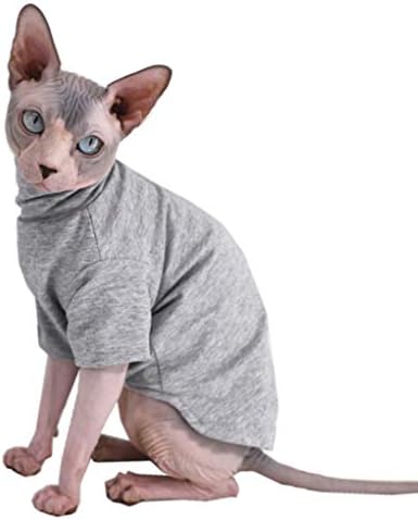 Sphynx Kedi Giysileri Kış Kalın Pamuklu Tişörtler Çift Katmanlı Evcil Hayvan Giysileri, Kollu Kazak Kedi Gömlekleri,