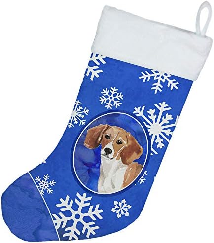Caroline Hazineleri CK3941CS Kış Kar Taneleri Beagle Noel Çorap, Şömine Asılı Çorap Noel Sezon Parti Dekor Aile Tatil