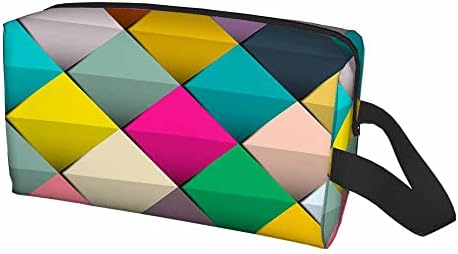 Mxocom Renkli Retro Kareler Küçük Makyaj Çantası Çanta Seyahat kozmetik çantası Makyaj Çantası Taşınabilir Çok Yönlü