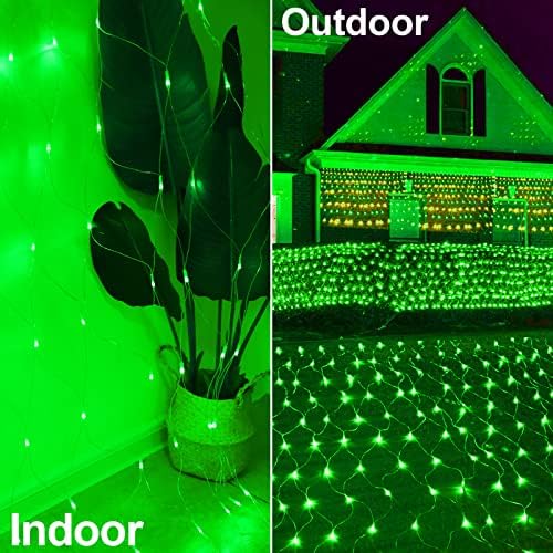 Yeşil noel Net ışıkları açık süslemeleri, 9.9 ft x 6.6 ft 264 LED kapalı pırıltı örgü ışıkları,IP44 su geçirmez 8