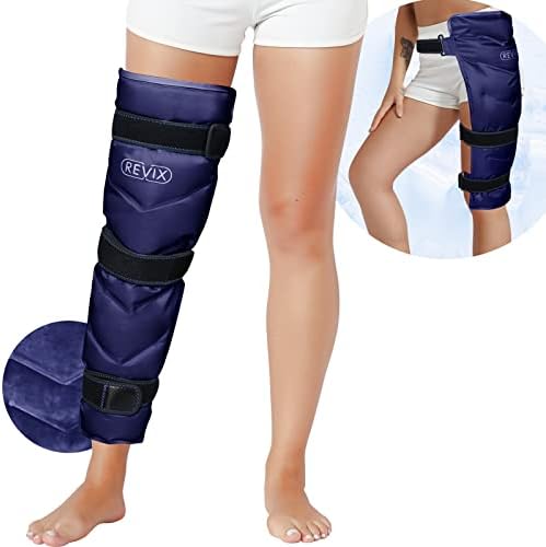 REVIX Sıcak Soğuk Terapi Buz Paketleri Yaralanmalar için Diz sıkıştırma manşonu ve Büyük Bacak Buz Paketi Bacak