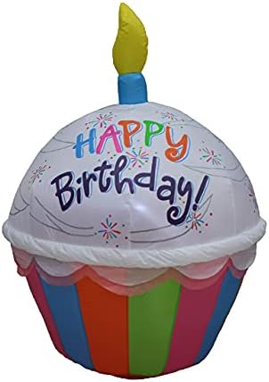İki Doğum günü Partisi Süslemeleri Paketi, Kirazlı 4 ayak Boyunda Sevimli Mutlu Yıllar Şişme kek ve ışıklı Mum patlatmalı
