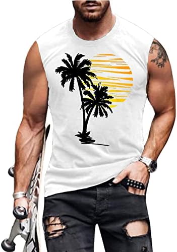Plaj Tank Top Erkekler Hawaii Palmiye Ağacı Kolsuz Gömlek