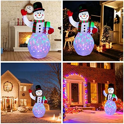 LUNSY 8ft noel şişme noel süslemeleri açık, şişme kardan adam havaya uçurmak bahçe süslemeleri ile dönen LED ışıkları