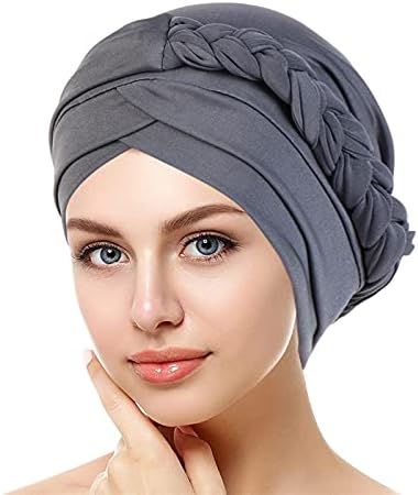 Kadın Kafa Sarar Headwrap Şapkalar Kadınlar ve Kızlar için Önceden Bağlı Kafa Türban Örgü Düz Renk Streç Kap