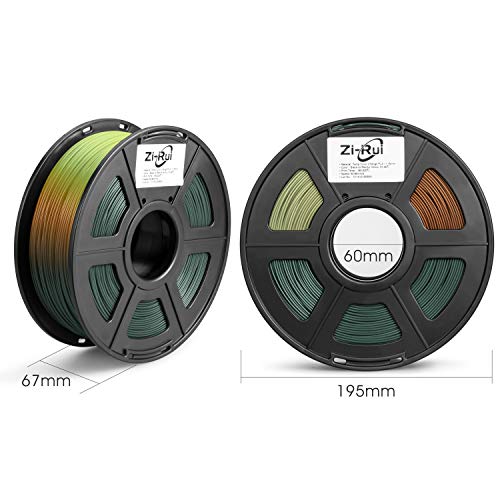 Zi-Rui 3D Yazıcı PLA Filament, Üç Renk Değiştirme Sıcaklık,Çam Yeşili Açık Turuncu Sarı,1.75 mm (+/-0.03 mm), 2.2