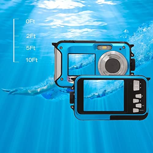 Su geçirmez Dijital Kamera, Full HD 2.7 K 48MP 10ft Su Geçirmez Sualtı Dijital Kamera, Video Kaydedici Selfie Çift