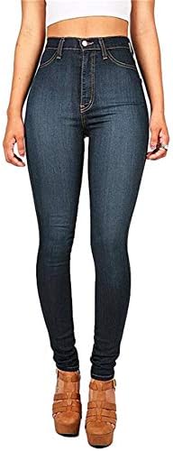 Andongnywell kadın Yüksek Rise Butt Lift Skinny Jeans Yüksek Bel Ince Kot Pantolon Tayt Fermuarlı Cepler ıle