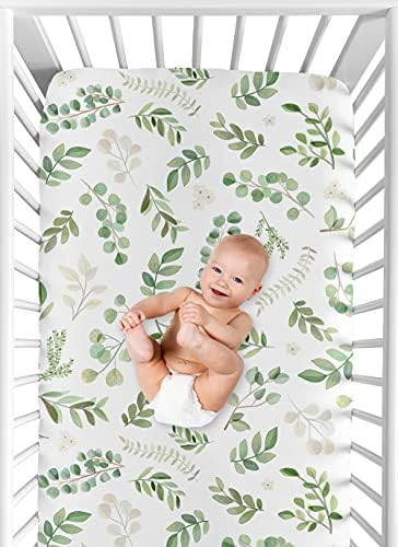 Tatlı Jojo Tasarımlar Yeşil Boho Çiçek Yaprak Erkek Kız Bebek Gömme Beşik Levha Seti Bebek Yenidoğan Kreş Toddler