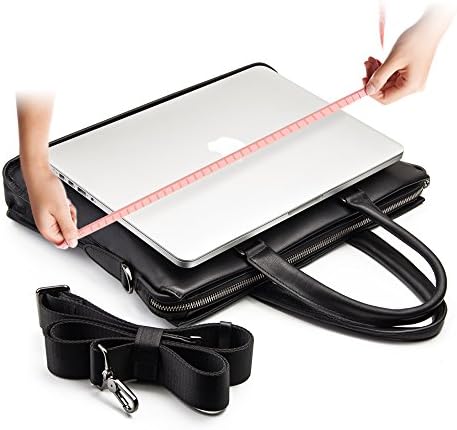 QIALINO Gerçek Deri Evrak Çantası 13 İnç Laptop Çantası/Omuz Askısı ile Taşıma çantası, Siyah