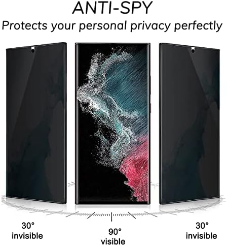 GLBLAUCK [Samsung Galaxy S22 Ultra/S23 Ultra Gizlilik Ekran Koruyucusu için 2 Paket, [Parmak İzi Okuyucu Desteği]