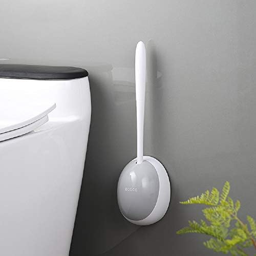 N / C Tuvalet Fırçası ve Tutucu Seti, silikon Kıllar Ev Duvara Monte Raf Squat Banyo Temizleme Kase Fırça Seti (Gri),