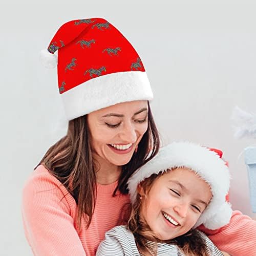 Renkli Unicorn Komik Noel Şapka Noel Baba Şapka Kısa Peluş Beyaz Manşetleri ile Noel Tatil Parti Dekorasyon Malzemeleri