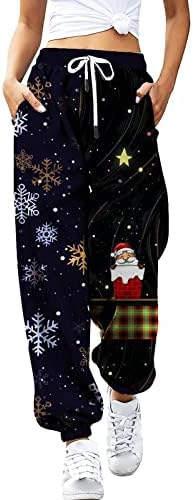2022 Sweatpants Kadınlar için Moda Rahat Yüksek Belli Cinch Alt Baggy Kargo Pantolon Noel Gevşek Fit Baggy dinlenme