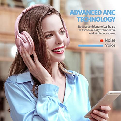 ZİHNİC 2 Ürün, 1 Gül Aktif Gürültü Önleyici Kulaklık Paketi ile 1 Mavi Bluetooth Kablosuz Kulaklık