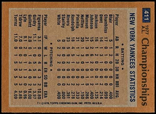 1978 Topps 411 AL Şampiyonası - Yankees Rallisi Royals'ı Yenmek için Kansas City Yankees/Royals (Beyzbol Kartı)