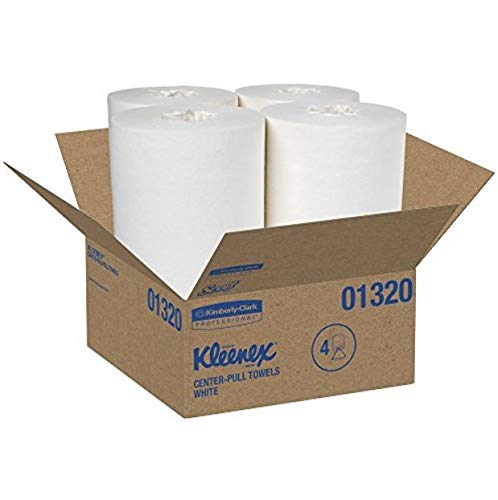 Kimberly-Clark 01320 Beyaz Kağıt Mendil Orta Çekme Havluları, 8,4 Rulo Çapı, 8 G x 15 L (4'lü Paket)