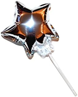 Küçük 5 inç (4 şişirildiğinde) 3 1/2 inç Çubuklu Gümüş Yıldız Folyo Balon-50 Adet