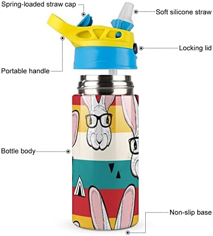 Su şişesi saman tavşan gözlük yalıtımlı paslanmaz çelik vakum bardak 500Ml okul için