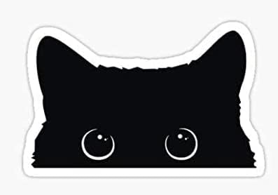 H & S Sevimli Siyah Kedi Sticker-Su şişeleri için Etiket grafiği | Dizüstü Bilgisayar | Meme çıkartmaları | Su Geçirmez