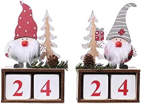 Abaodam 2 Adet 2020 Noel Ahşap Noel Baba Masaüstü Süsleme (Gri Şapka+ Kırmızı Şapka) Noel'i kutlamak için Kullanılır