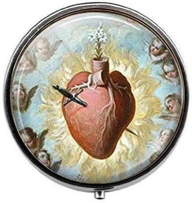 Kutsal Kalp Mary Dini Sanat Takı-Sanat Fotoğraf Hap Kutusu-Charm Hap Kutusu-Cam Şeker Kutusu