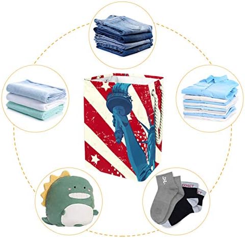 NDKMEHFOJ Amerikan Bayrağı çamaşır sepeti Sepetleri Su Geçirmez Kirli Giysiler Sıralayıcısı Katlanabilir Yumuşak
