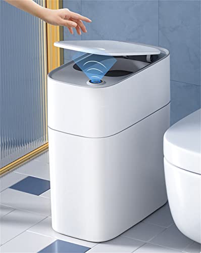 N / A Otomatik Torbalama sensörlü çöp kovası Can, 14L Ev Tuvalet Mutfak Akıllı çöp tenekesi Dar Banyo Çöp