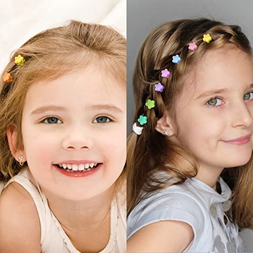 ATODEN Küçük Saç Klipleri Kızlar için 36 Adet Mini Saç Klipleri Çiçek saç tokası 0.5 Bebek saç Klipleri Yürümeye