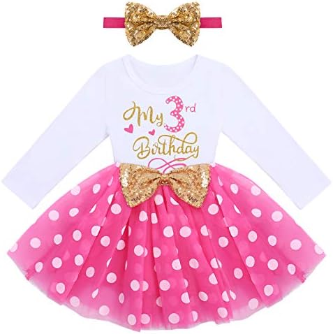 ODASDO Bebek Kız Toddlers Benim 1st / 2nd / 3rd Doğum Günü Uzun Kollu Tutu Elbise Ilmek Kafa Bandı ıle 2 adet Giysi