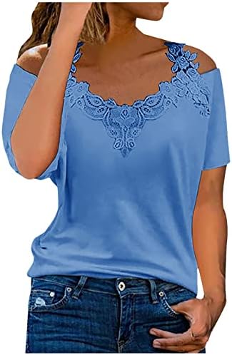 T-Shirt Kazak Seksi üstleri Bayan Bluz T kollu Casual Dantel Gömlek katı Kısa kadın Bluz