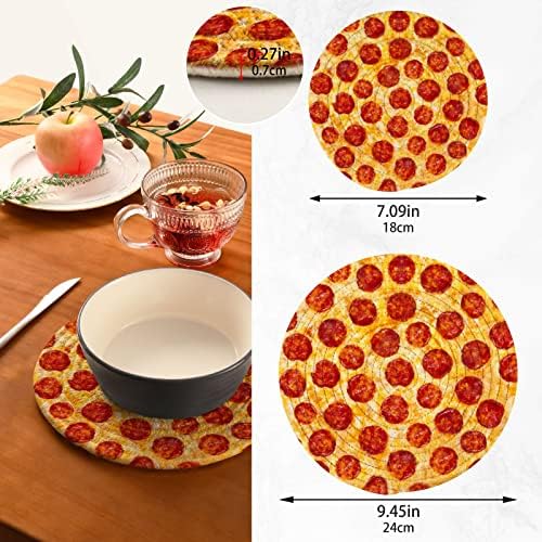 ALAZA Pepperoni Pizza PotHolders Trivets Seti Pamuk tencere tutucular Seti Çiftlik Evi Bardak, Sıcak Pedler, Sıcak