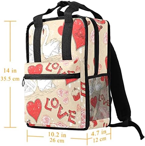 TBOUOBT seyahat sırt çantası Hafif Dizüstü Rahat Sırt Çantası Kadın Erkek, Aşk Kırmızı Gül Sevgililer Günü Kuğu Çift