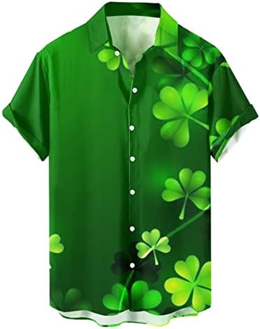 Aziz Patrick Günü Erkek Düğme Aşağı Gömlek Kısa Kollu Rahat Plaj Üstleri Yeşil Grafik Düzenli Fit Bowling Gömlek