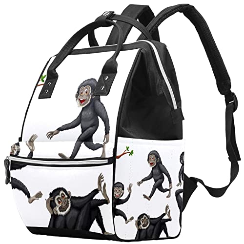 Gibbon Baskı bez bebek bezi çantaları Mumya Sırt Çantası Büyük Kapasiteli Bez Torba Hemşirelik Seyahat Çantası Bebek