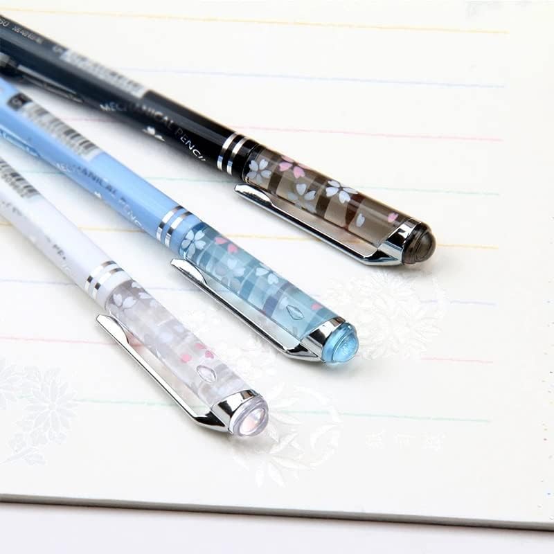 QUUL 0.5 / 0.7 mm Kristal Kalem Çiçekler Baskı Otomatik Kalemler Yazma Kırtasiye Ofis Okul Malzemeleri (Renk: D,