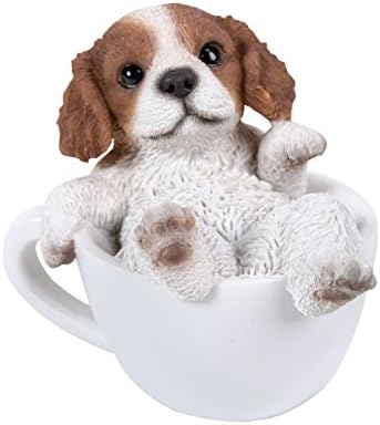 Pasifik Hediyelik Eşya Kral Charles Spaniel Sevimli Mini Çay Fincanı Pet Pals Köpek Koleksiyon Heykelcik 3.25 İnç