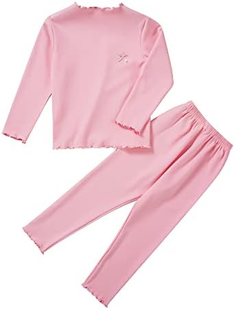 Kvysınly Toddler Kız Erkek termal iç çamaşır Seti Uzun Kollu Fırfır Boyun Fanila Kazak T-Shirt pantolon seti