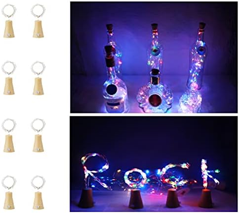 Rockabyee 8 paketi güneş şişe ışıkları, 20 Led mantar dize ışıkları, açık su geçirmez peri ışıkları için parti düğün
