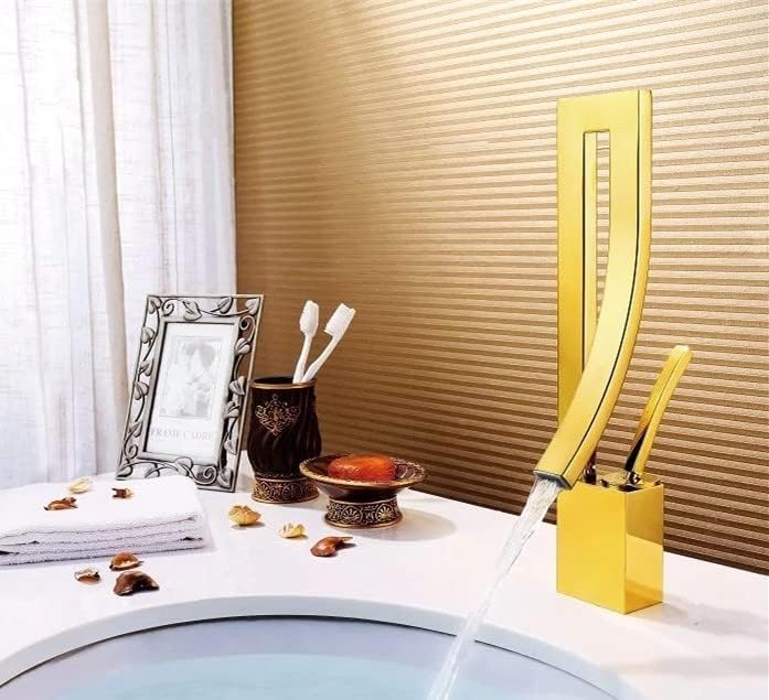 Romagna Altın Banyo Bataryası-Banyo Lavabosu için Tek Kulplu Güverte Üstü Altın Musluk, Pirinç Konstrüksiyonlu Modern