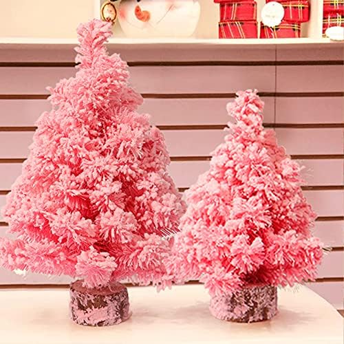 Lazyspace Pembe Yapay Noel çam Ağacı, Kar Akın Noel Ağacı Ahşap Standı Tabanı ile Ev Ofis Parti Tatil Süslemeleri