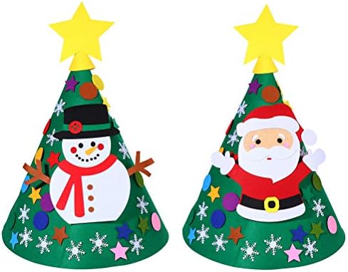 PartyKindom 2 Takım keçe yılbaşı ağacı DIY Santa Kardan Adam Noel Dekorasyon Keçe Oyuncak Noel Süslemeleri